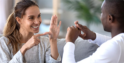 People using sign language