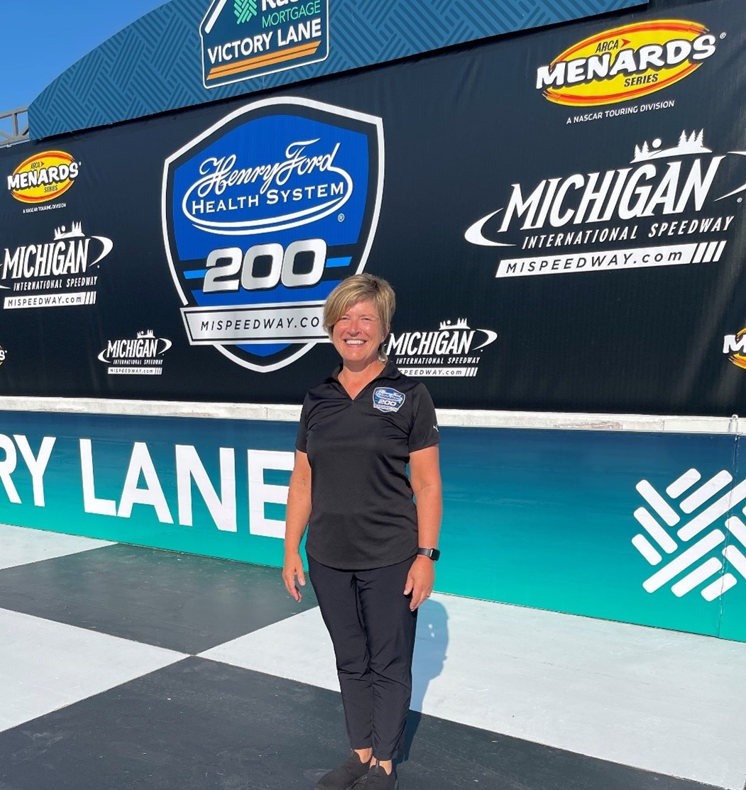 Martha Fuerstenau, American 1 Credit Union CEO/President and Henry Ford Allegiance Health Board Chair, was honored as the Grand Marshal of the ARCA Racing Series Henry Ford Health System 200 on Friday, August 20.